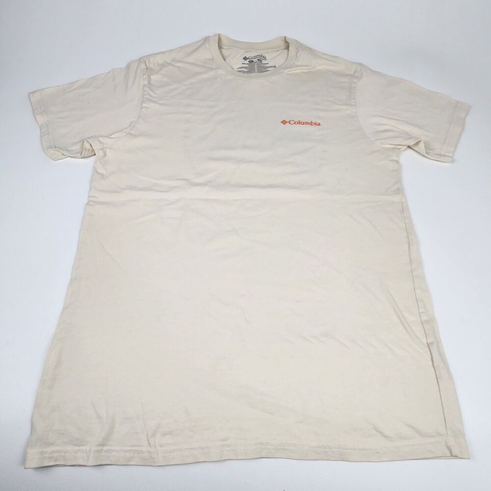 Columbia Bear Graphic T Shirt Men's Large Beige Short Sleeve Outdoor Tee